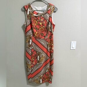 En Focus Studio Chain Print Sheath Dress Size 10 Sleeveless